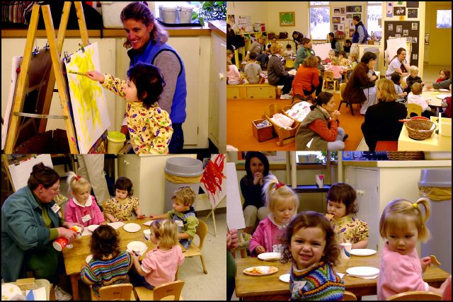 Bing Nursery School is fun -- painting, snakces, and ....