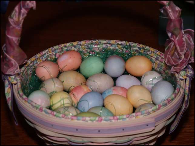 Sydney left a basket full of eggs for the Easter bunny to hide