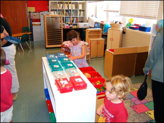 Children are free to play in their new Kindergarten classroom for about an hour