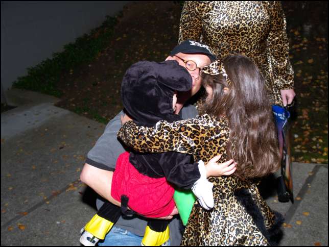 A big Halloween night hug with Aiden