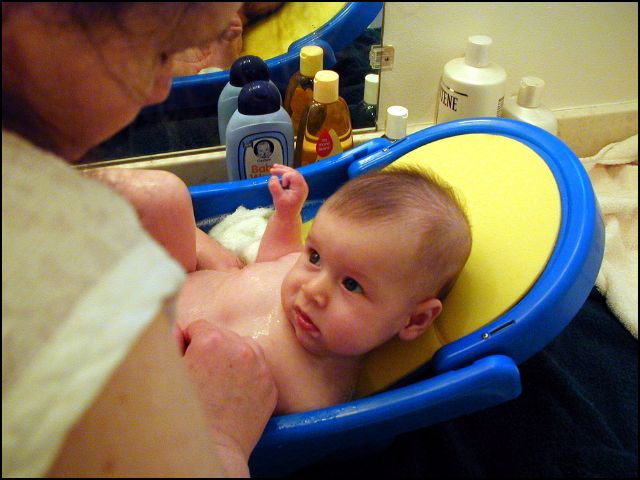 Sydney's first baths were up close and personal