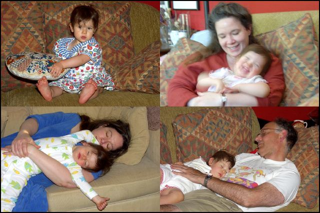 The couch is a fun place to sit, play, and even sleep.