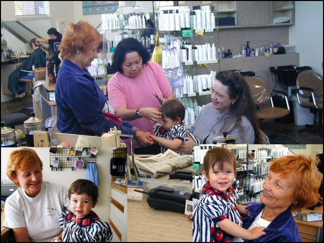 Sydney's first haircut -- after, during, and before