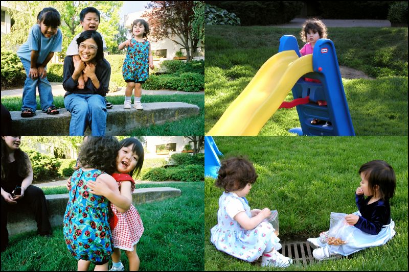 I love playing in the courtyard with Zoe, Alex, and Katie