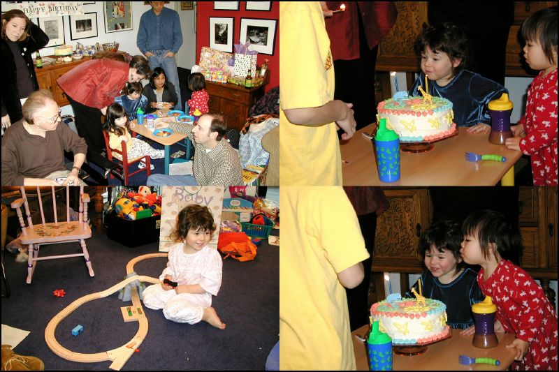 A two-candle birthday party with Jessica, Zoe, Alex, and Katie