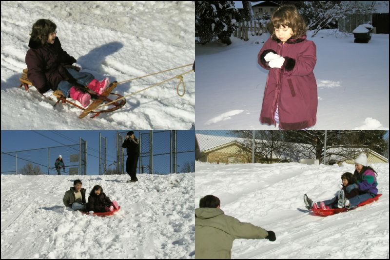My first snow storm and sledding