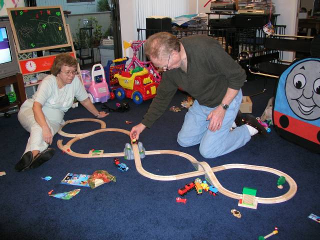Grandma and Grandpa like to play with Thomas the Tank Engine too!