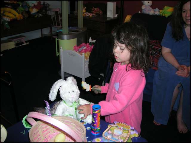 Here bunny do want to taste the chocolote duckt?
