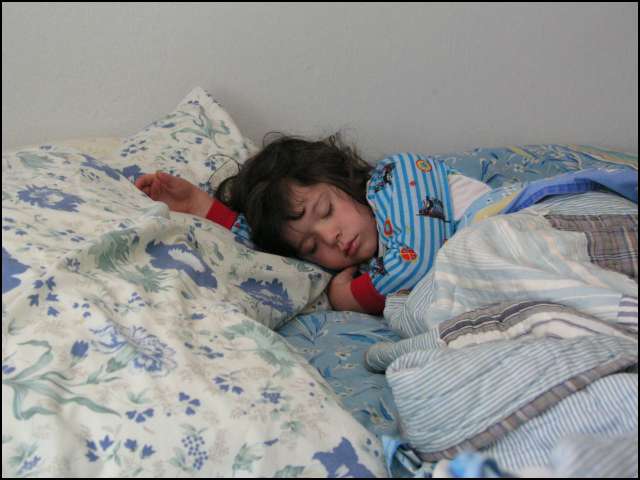 It's a weekday -- so now Sydney decides to sleep late!