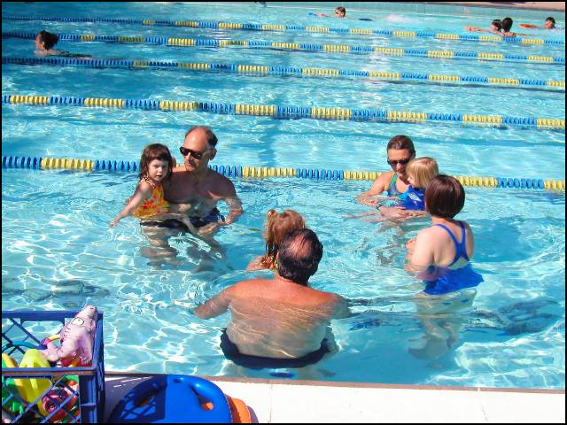 The swimmers in the pool go round and round....
