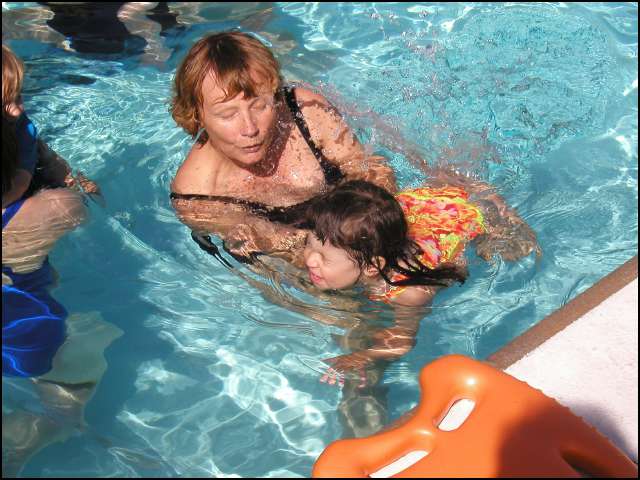 I can swim on my tummy and put my mouth in the water and blow bubbles!