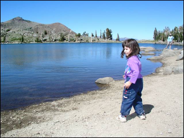 Throughing rocks into the lake!