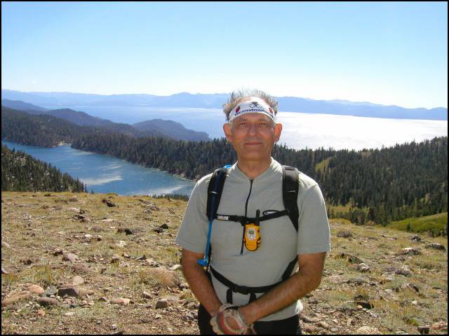 Jay at the summit overlook Lake marlette and Tahoe