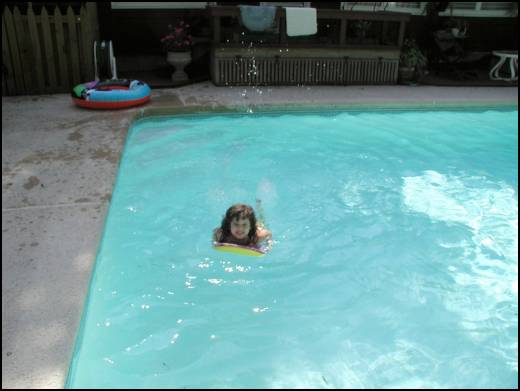 Here I go across the pool