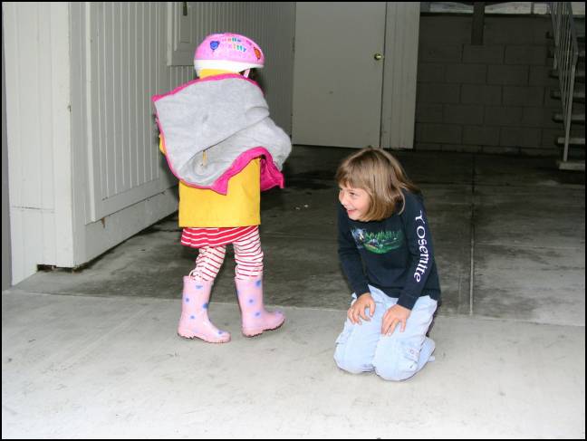 Playing toss with Kyries vest