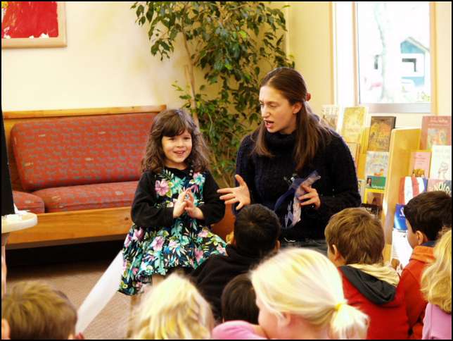 The birthday girl -- Bing Nursery School celebrates Sydney's fourth birthday!