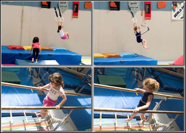 Sydney and Ava in their first gymnastic's class at Burgess, Menlo Park