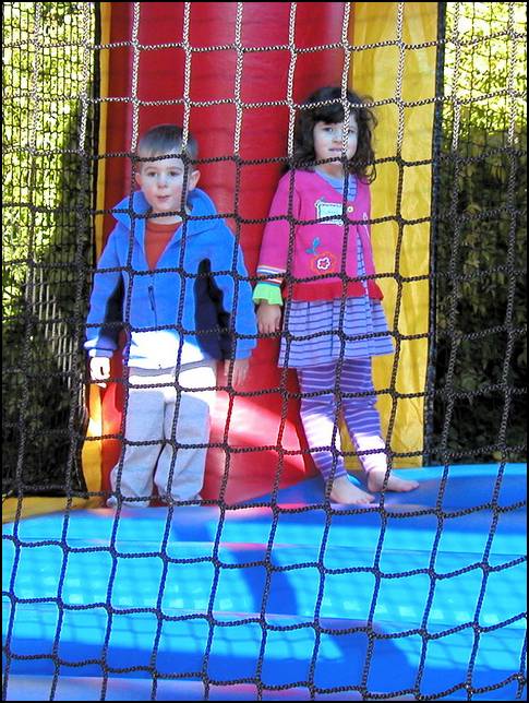 Ryan and I are playing together in the bouncie