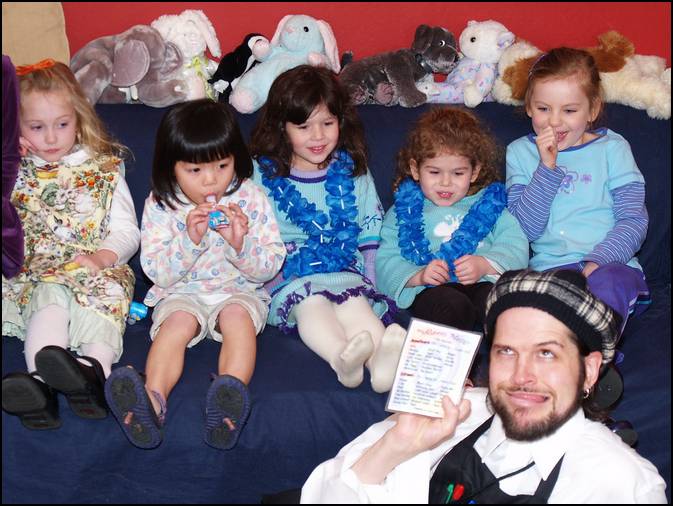 Micha shows the kids his list of suggested animals