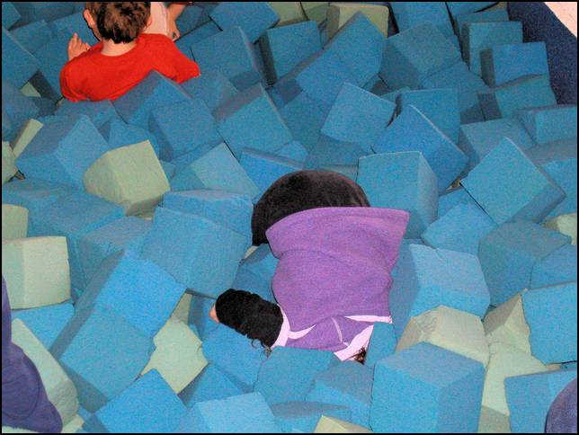 Swimming in foam blocks