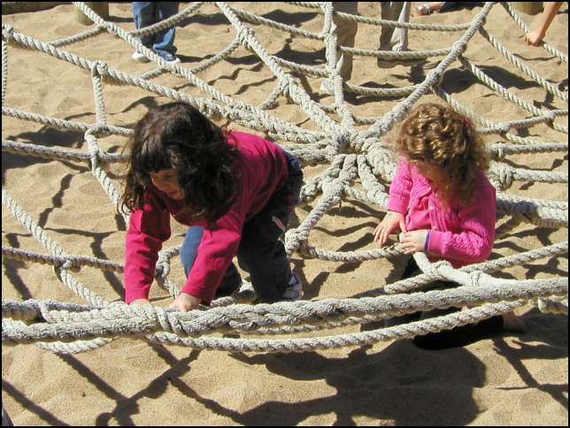Climbing on the spider web is fun