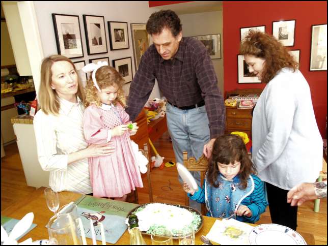 Gayle, Ava, and Don come over for Easter Brunch