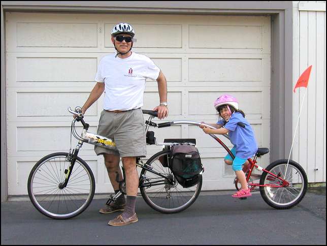 Sydney joking around on her tandem