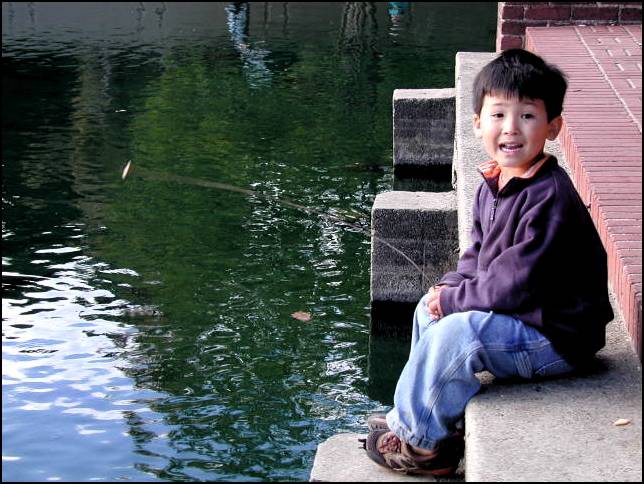 Niko was 'fishing' at the duck pond