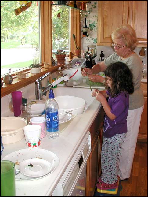 washing the vegetables