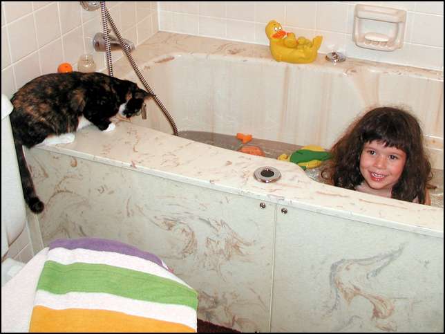 I think Twinkie is going to jump into the bath with me!