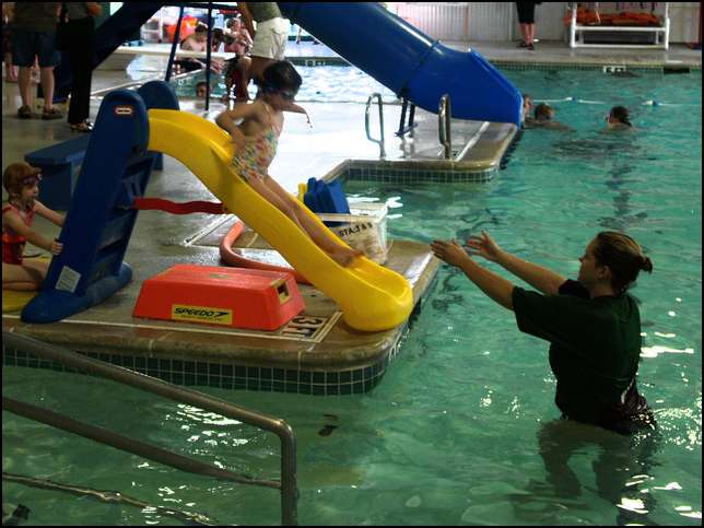 Sliding into the pool