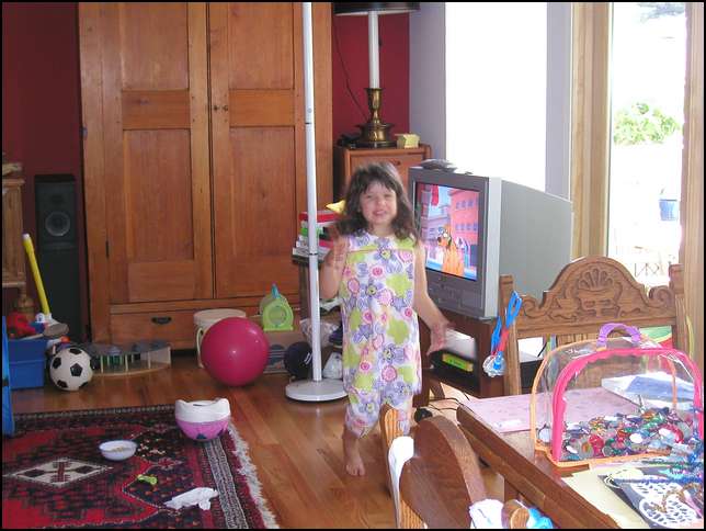 Demonstrating some gymnastic's moves