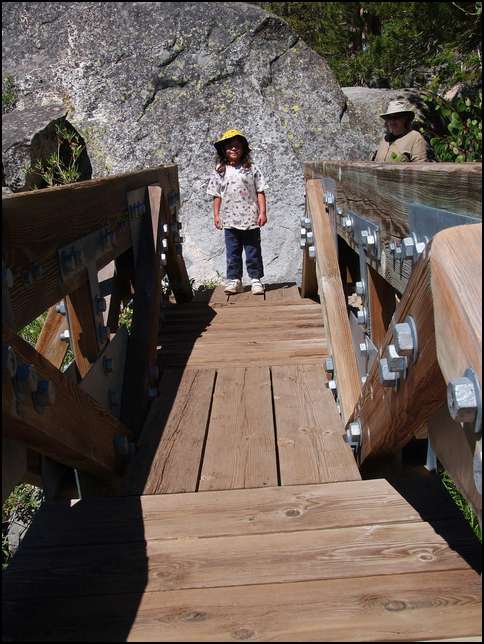 The bridge over a creek flowing into the lake