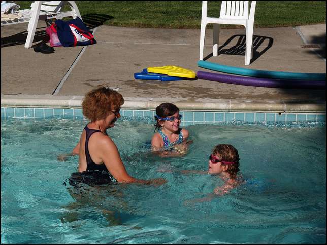Summer means swimming with Sirpa and Ava