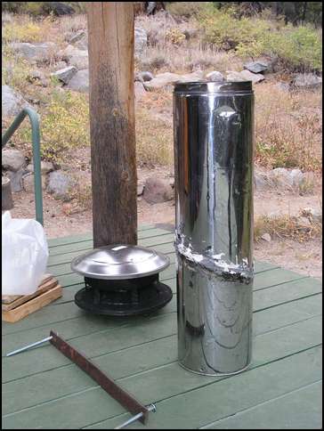 Porch poll that is wedged tight and chimney