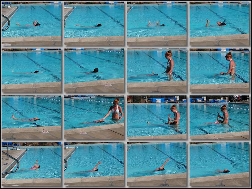 Sydney works on her back stroke