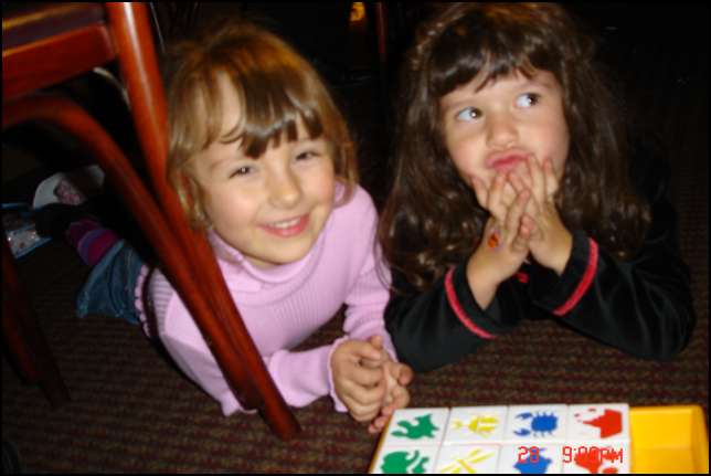 Valentina and Sydney having fun at the dinner party