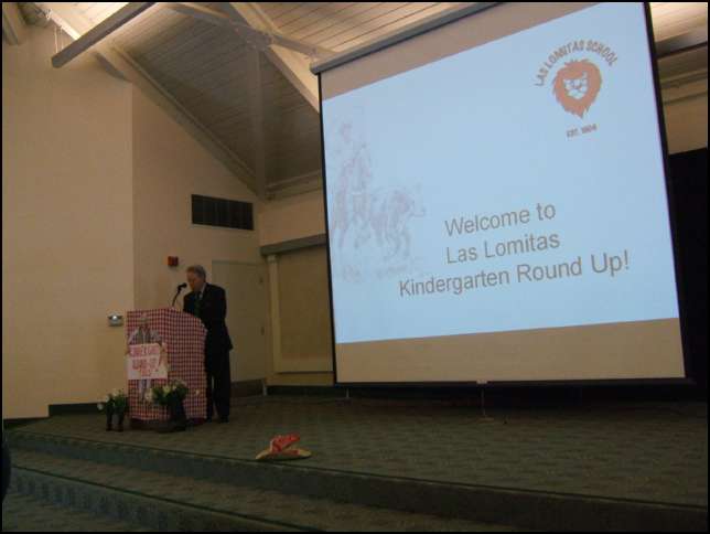 The Principal addressing all the new kindergarten parents