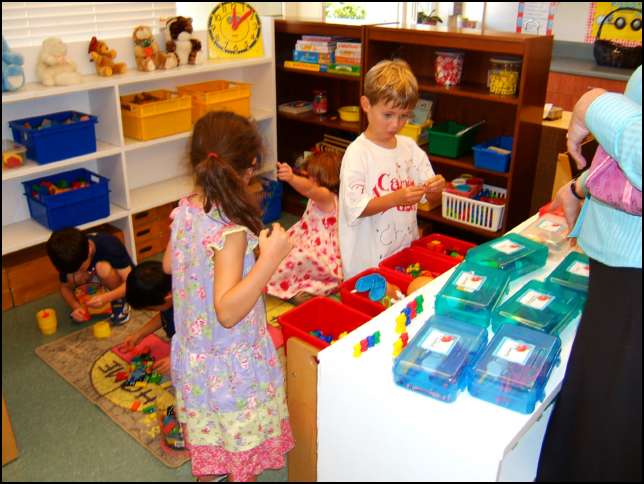 Sydney got really involved with colors and animals blocks