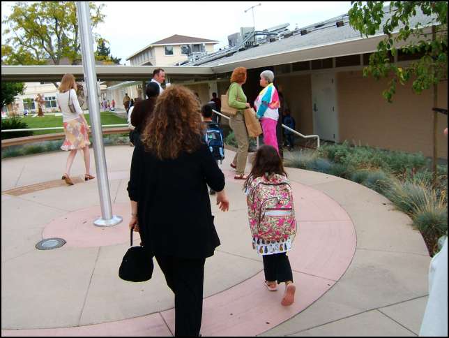 The Flagpool -- where the bus and cars drop off/pick up kids