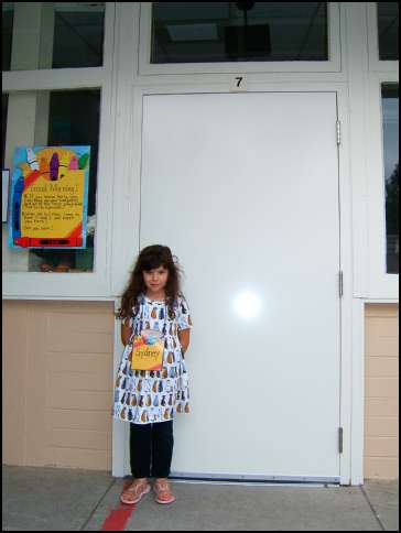 Waiting for Miss Tyler to open classroom #7